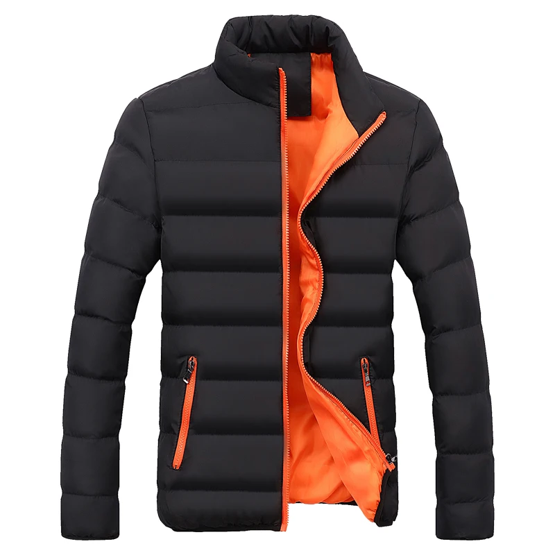 BlackRed Новинка, мужские ветровки, однотонная зимняя куртка, мужские повседневные парки, Мужские Термо пальто, приталенное плотное теплое мужское пальто, брендовая одежда 5XL - Цвет: BlackRed