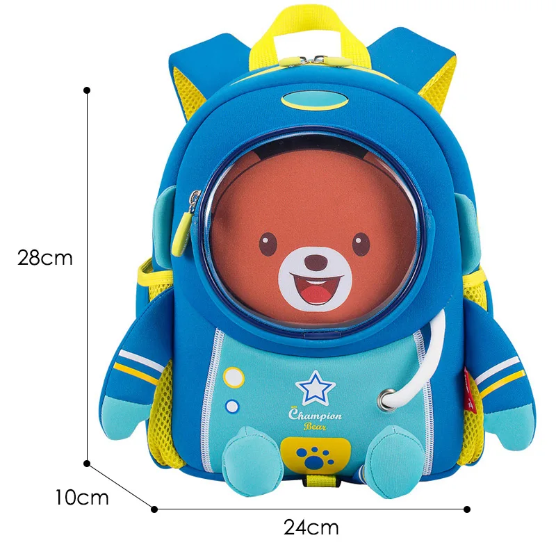 3D Space Bear School Backpack for 2-6 Years Old Kids Cartoon Schoolbag Waterproof Children Bags Boy Girl Mochila Infantil | Багаж и сумки