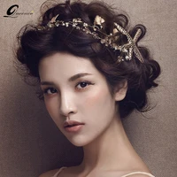 antique tiara handmade sea star pearl beaded headband hairband wedding hair accessories bride headdress for girls