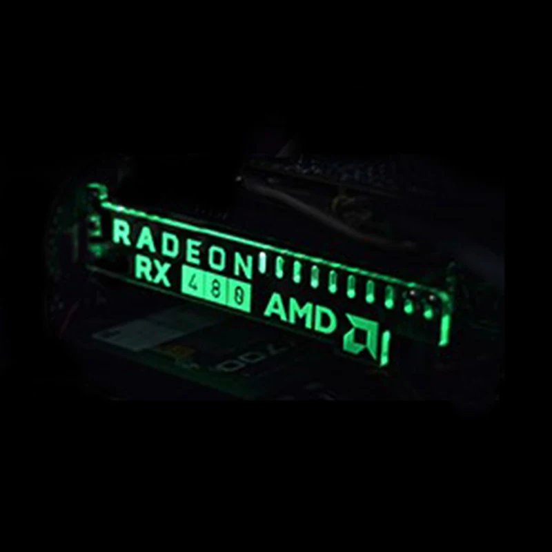 Новейший красный светодиодный модуль с расширенной версией для RADEON RX 480 AMD, светящаяся основная компьютерная коробка, видеокарты с поддержкой рамки, дисплей, карта HIS - Цвет: Зеленый