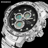 s shock men sport watches steel led digital watch analog quartz watch boamigo brand chronograph auto date 30m waterproof clock