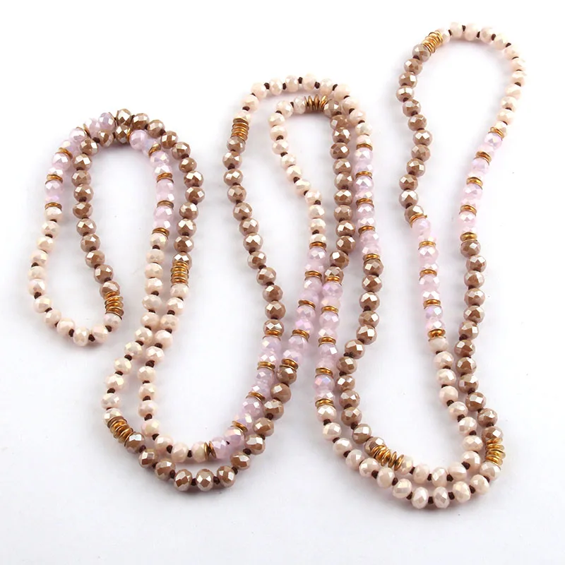 Бесплатная доставка модное ожерелье из 6 мм стекла с узлом и множеством