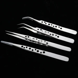 Промышленные пинцеты SZBFT для электроники, антистатические прецизионные щипцы из нержавеющей стали с изогнутыми прямыми кончиками, наборы ручных инструментов для ремонта телефонов