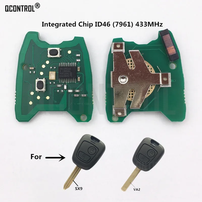 QCONTROL Car Remote Control Key Circuit Board for Citroen C2 / C3 Pluriel, 2003 - 2006, part number 6554RJ 2 Buttons