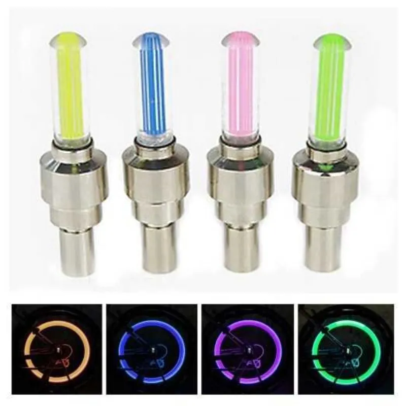 Neon Bike Spoke Light Road Bicycle Motorcycle Car Tire Nozzle Valve Caps Lamp Bike LED Light Cycling Accessories Without Battery