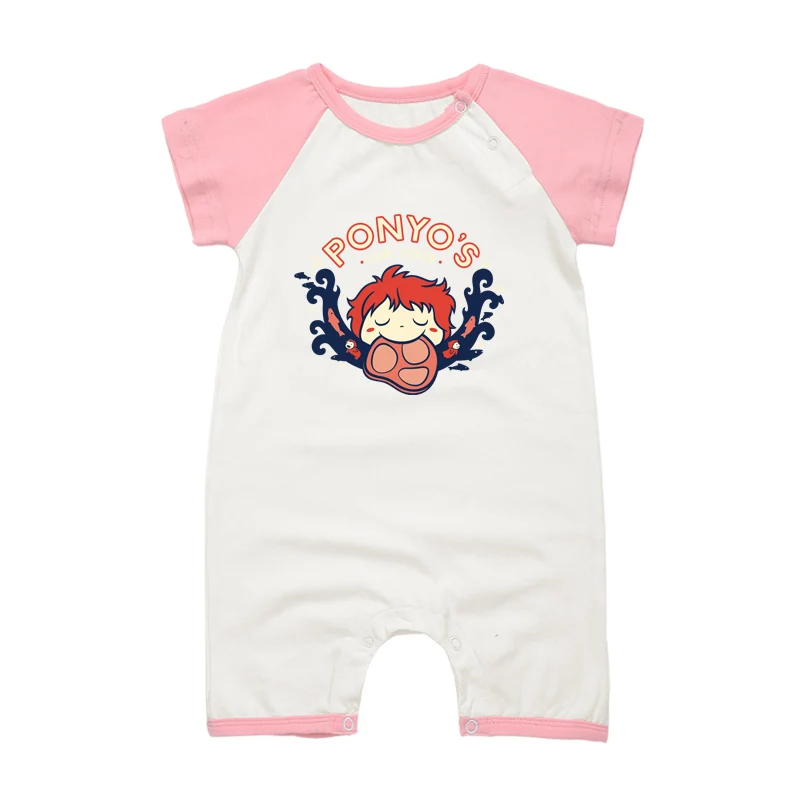 Kawaii, новорожденный короткий рукав, комбинезон, комплект одежды, Ponyo on The Cliff, Летний комбинезон для маленьких мальчиков и девочек, Outfist, для детей от 3 до 18 месяцев