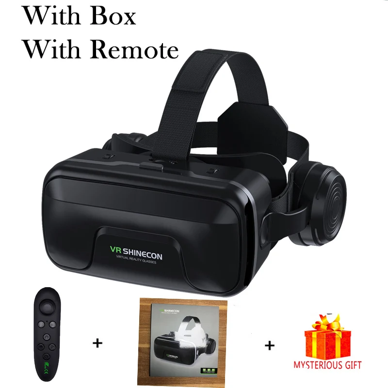 VR Shinecon 10,0 стерео вр видео виар шлем 3D 3 D очки виртуальной реальности для iPhone Android VR смартфона умные смарт игр смартфонов дополненной телефона комплект видеоочки с экраном контролерами стекло дополненная - Цвет: With Box With Remote
