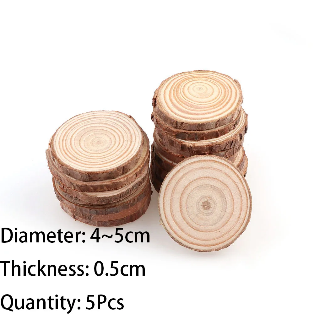 5pcs4-5cm 3-12 см толщиной 1 упаковка из натуральной сосны круглые необработанные деревянные ломтики круги с деревом коры бревна диски DIY ремесла Свадебная вечеринка живопись - Цвет: 5pcs4-5cm