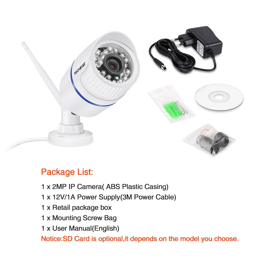 Techege 1080P wifi ip-камера HD 2.0MP аудио запись wifi камера ночного видения TF слот для карты Беспроводная Проводная камера видеонаблюдения P2P Onvif