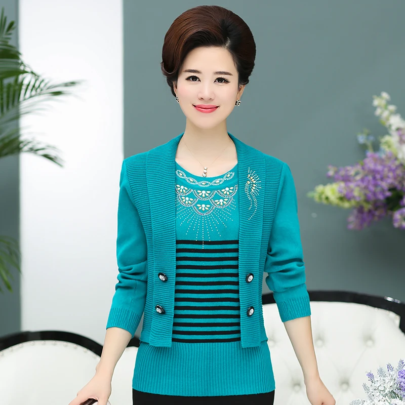 SexeMara Women Autumn Sweaters O-neck Long-sleeved Tops Clothing 2018 New Knitted Jumper Plus Size Fake Two-Piece Set pullovers | Женская