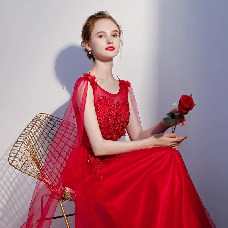 Ruthshen Vestidos De gala Largos 2018 длинное красное платье для выпускного с аппликациями