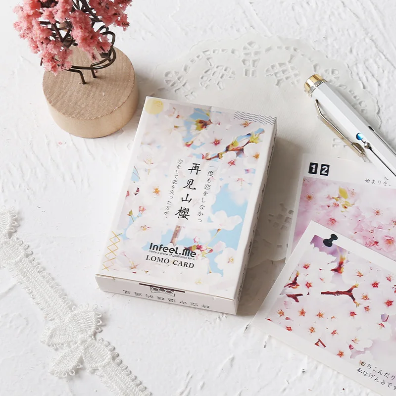 

28 Sheets/Set Beautiful Cherry Blossoms Series Lomo Card Mini Postcard Greeting Card Christmas Gifts