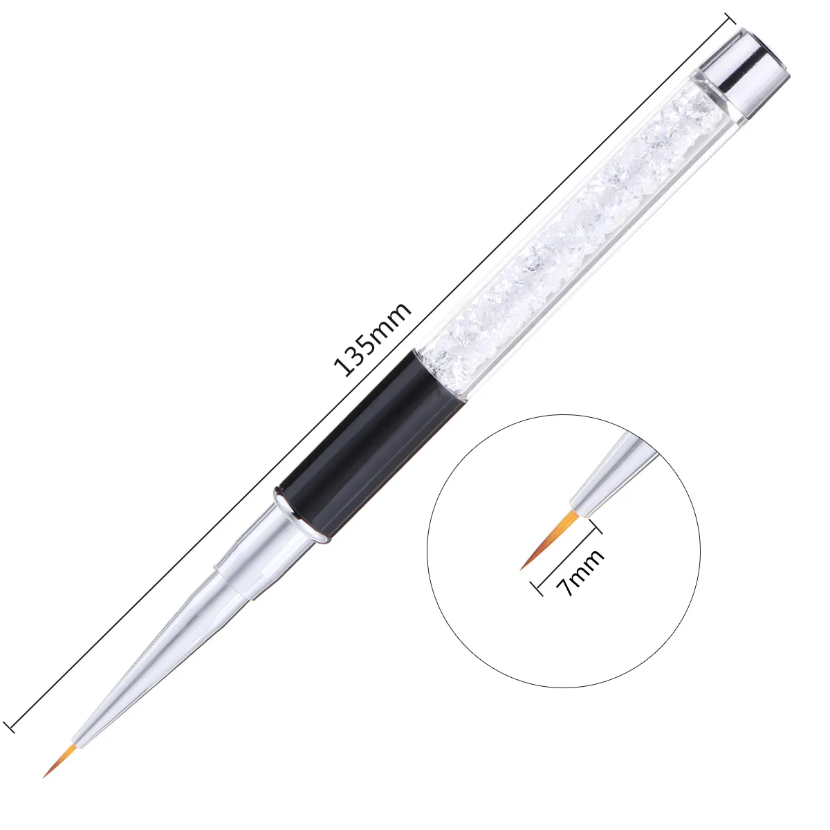 liner brush 7mm Monja, 5 стилей, кисти для нейл-арта, стразы, акрил, УФ-гель, удлинение, ручка для резьбы, плоские французские линии, цветок, живопись, кисть-вкладыш - Цвет: liner brush 7mm