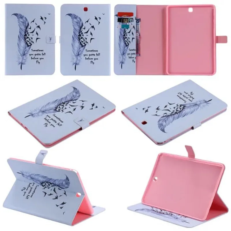 Fashion Stand PU Leather Case For Samsung Galaxy Tab A 9.7 inch SM T550 T551 T555 Painted Cat Horse Tree tablet Shell Cove | Компьютеры и