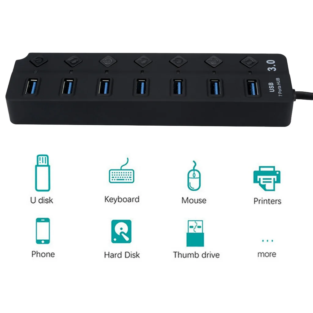 Концентратор 7 портов независимый ключ 3 0 концентратор USB разветвитель компьютер