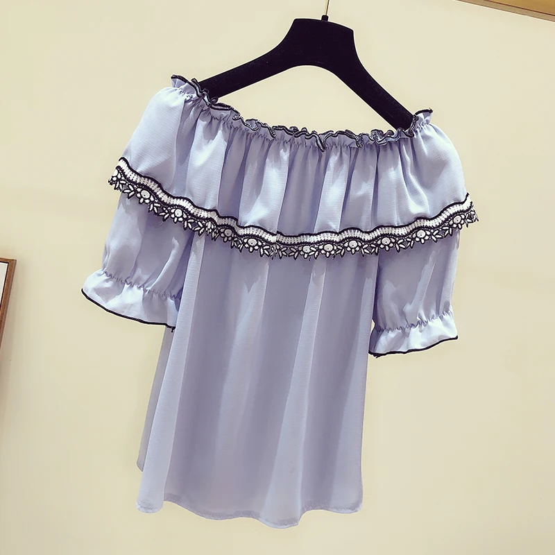 Korean Fashion Clothing 2021 Ladies Tops Shirt Of Women Solid Slash Neck Shirts White Blouse Off Shoulder Top 3510 50 | Женская одежда