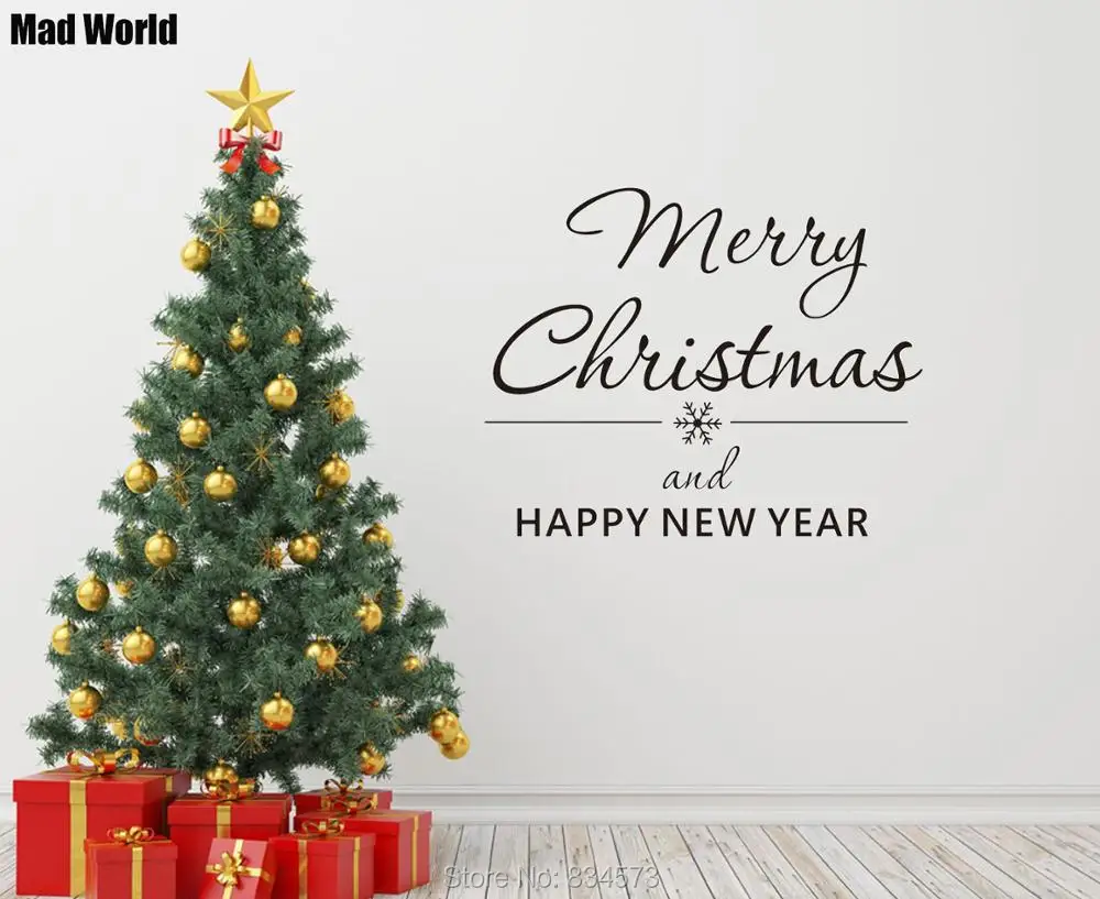 

Mad World-Счастливого Рождества и нового года, настенные наклейки, настенные наклейки, украшения для дома «сделай сам», съемные украшения для ко...
