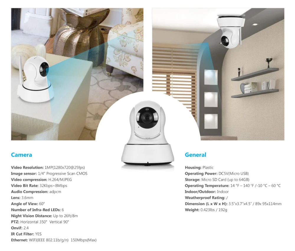 Домашняя ip камера безопасности Wi Fi 720 P интеллектуальная сеть беспроводная