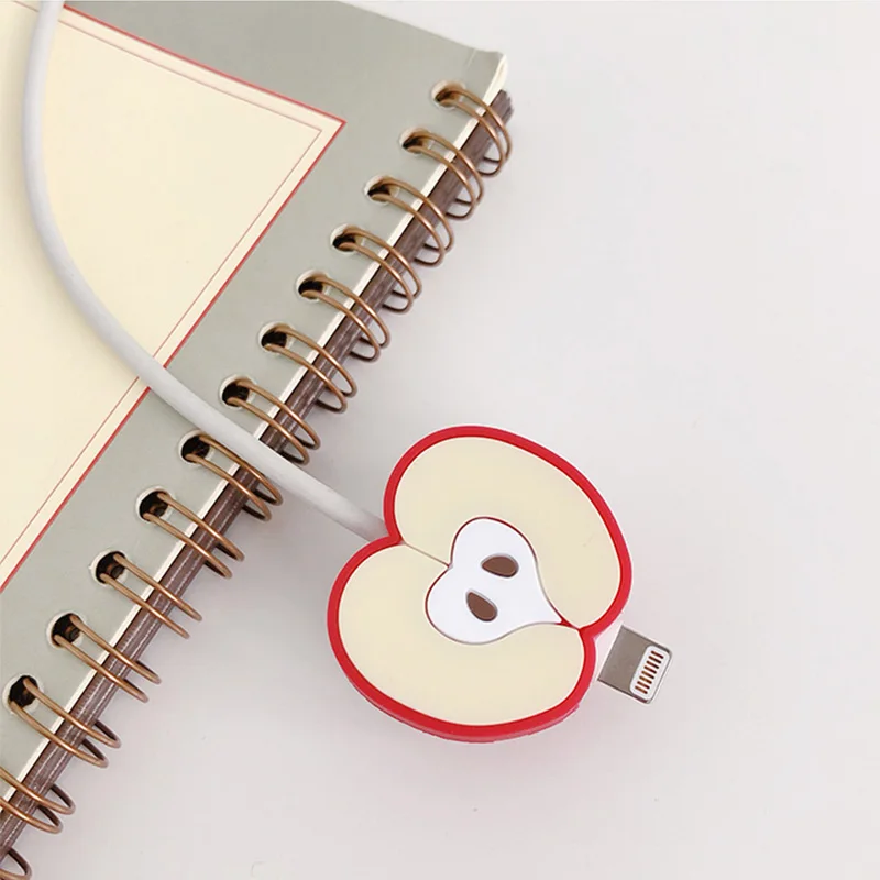 Apple Кабель Bite милые фрукты кабель протектор для iphone USB кабель Органайзер Chompers зарядное устройство провода Держатель Pprotege кабель для игрушек забавные - Цвет: Apple