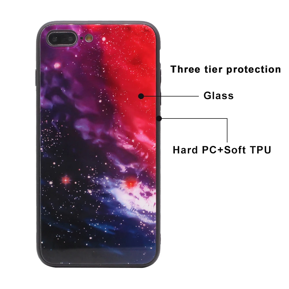 Luxury Phone Case For Coque iphone 7 Plus case Bizarre Fly Starry Sky Back Cover Shell Double funda Glass Capa Housing Apple |