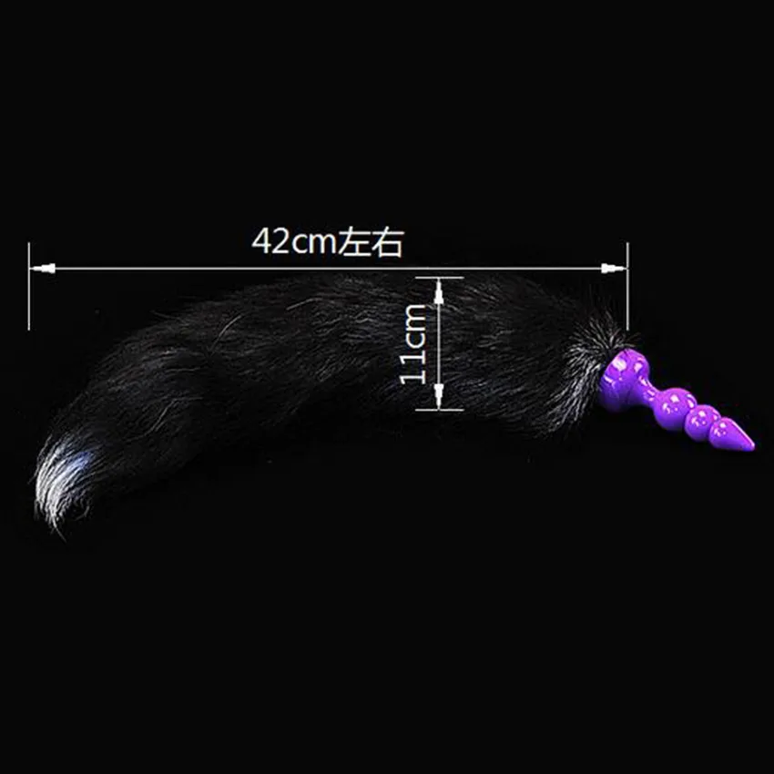 Zerosky Fox Tail Anal Plug Sexy Purple 3 Beads Soft Silicone Butt Sex Toys For Woman | Красота и здоровье