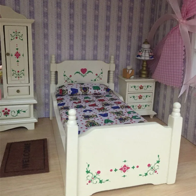 Мебель для кукольного домика Doub K 1:12 игрушка кукол белый миниатюрный шкаф кровати