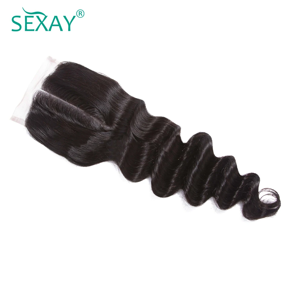 Sexay свободные глубокие волнистые пучки с закрытием Remy перуанские волосы для наращивания 3 пучка с закрытием человеческих волос Плетение с закрытием