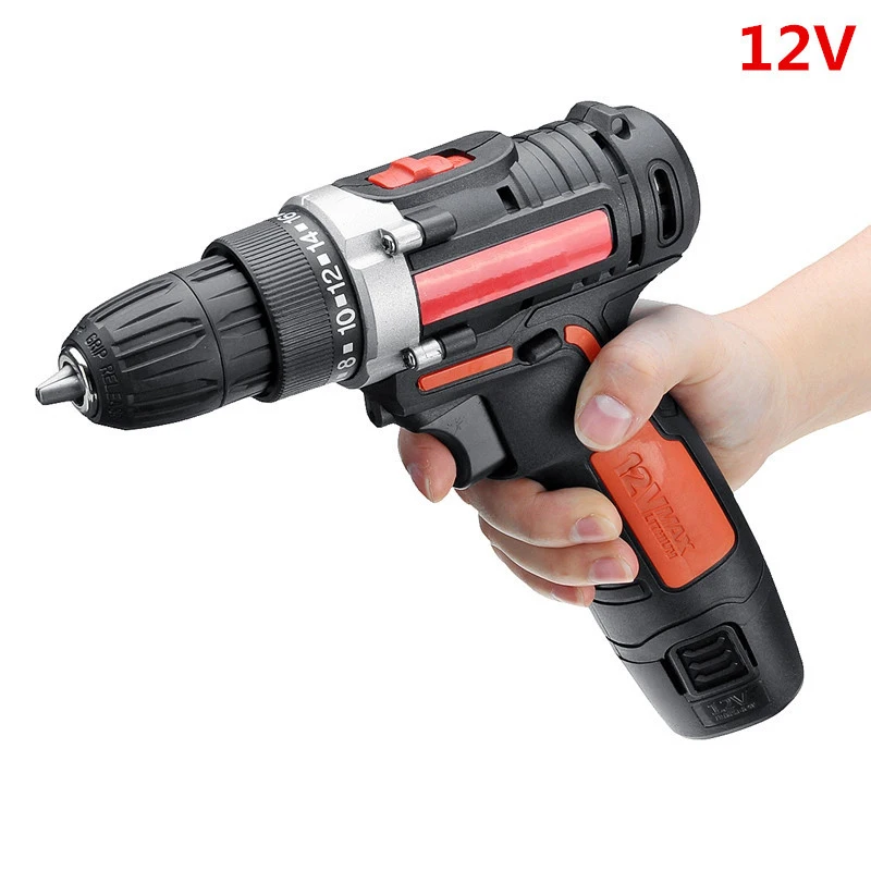 12 V/24 V литиевая Батарея Мощность сверла беспроводные Перезаряжаемые 2 Скорость электрическая дрель для домашнего хозяйства(2 типа
