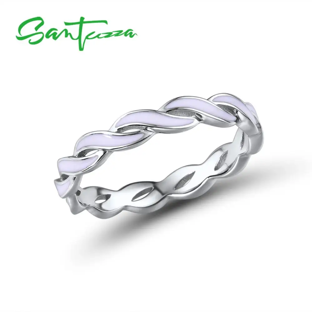 SANTUZZA 925 пробы серебряные кольца для женщин Красочные витые стекируемые кольца вечности кольца модные ювелирные изделия ручной работы с эмалью