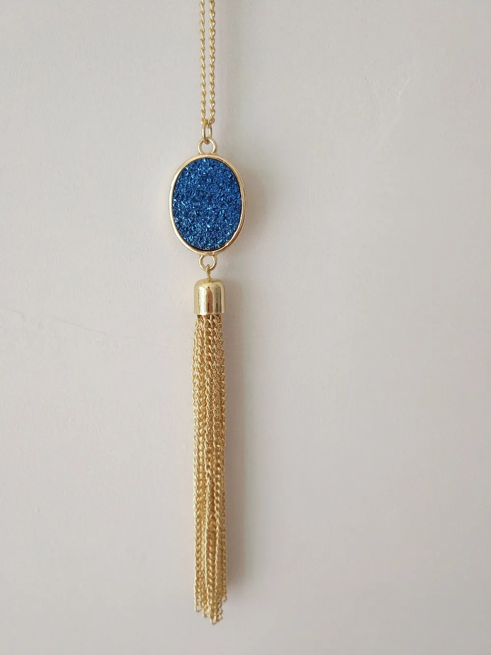 Новое поступление 2018 овальная каучуковая Друза летняя розовая Длинная цепочка