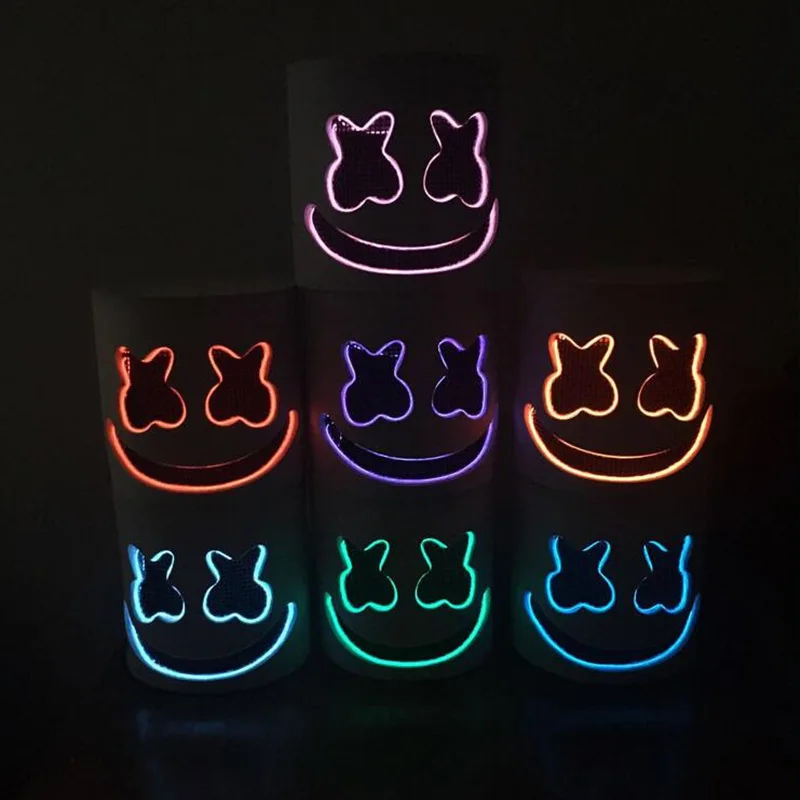 Dj Flash Type Marshmello Mask Cosplay Props LED Luminous Full Head Masks Future Bass Bar Music Halloween Party Helmet | Тематическая