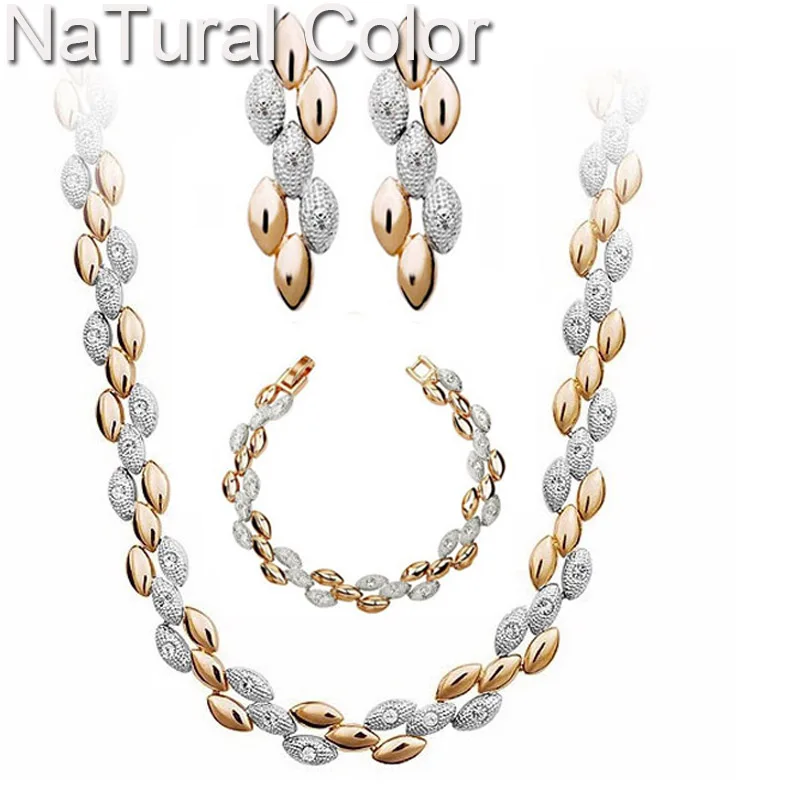 Новый бренд свадебные позолоченные пшеница дизайн ожерелье серьги браслеты мода