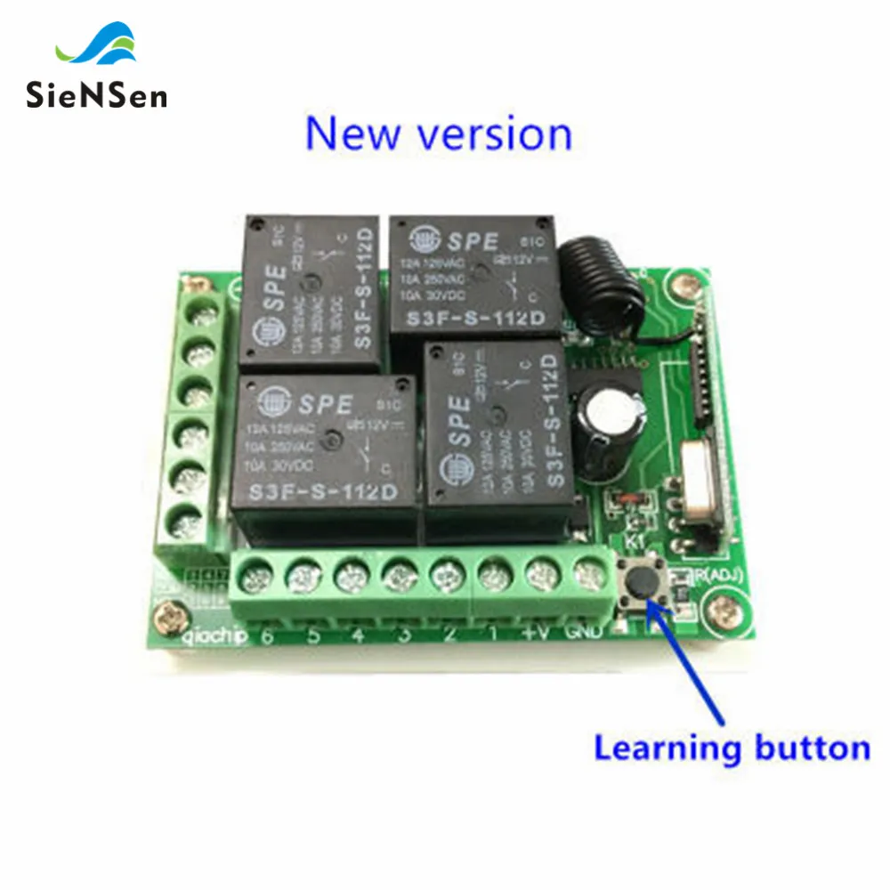 SienSen DC12V 4-способ Беспроводной удаленного Управление переключатель двери гаража реле двигателя Управление доска Электрический дверной Управление TR1204-4