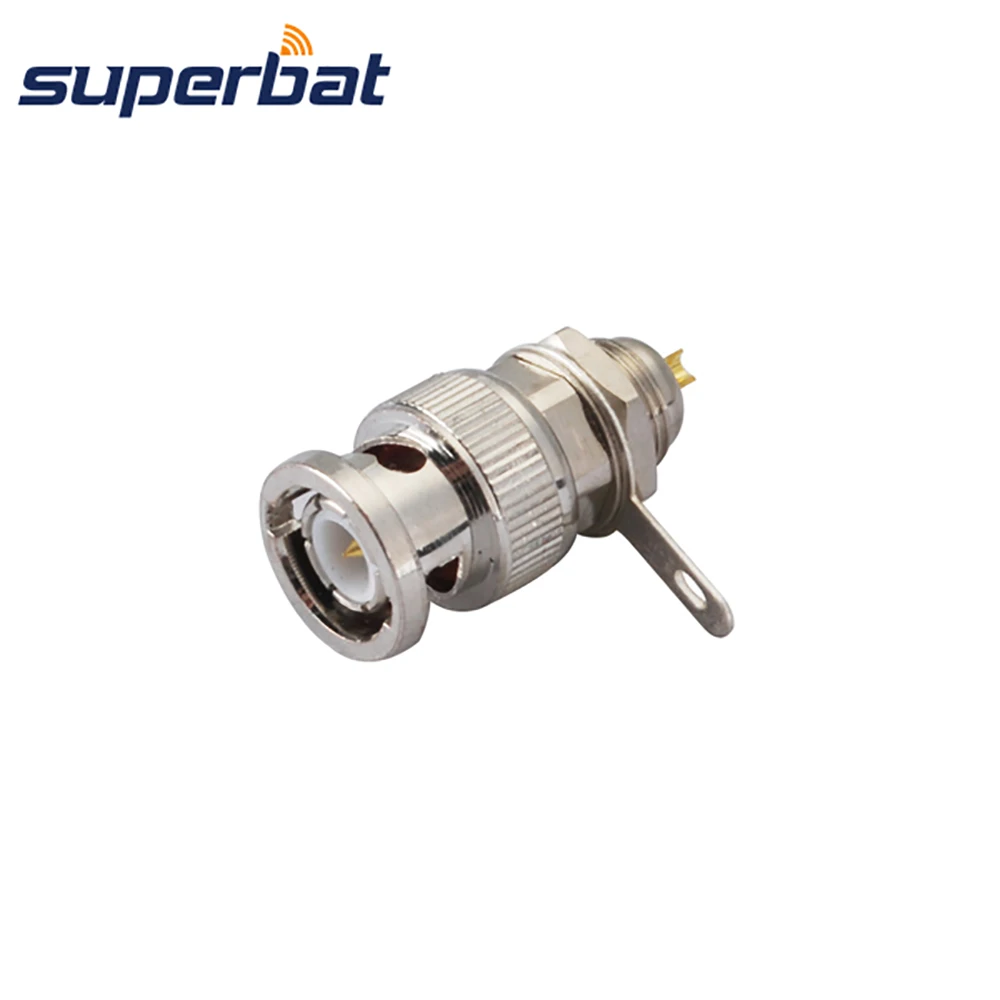 Superbat BNC Front Mount Male Bulkhead with Solder Cup Straight RF Coaxial Connector
