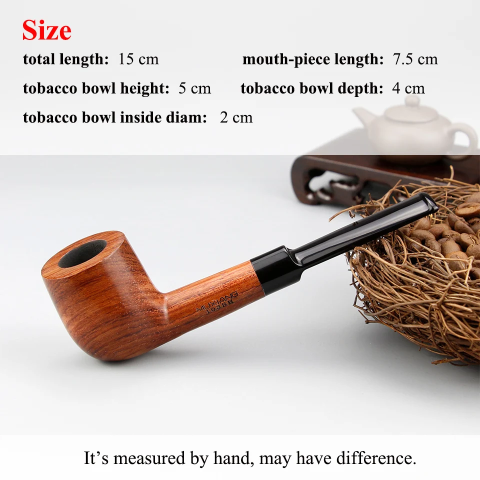 Classic Rosewood Smoking Pipe with Wood Holder 9mm filter Wooden Pipe Straight Tobacco Pipe 10 tools free