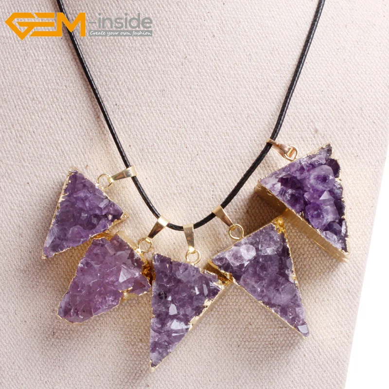 Новинка модная треугольная кубическая Подвеска из аметиста с драгоценным камнем