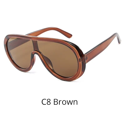 C8 Brown Ralferty Овальные Солнцезащитные очки женские интегрированные зеленые солнцезащитные очки женские очки оверсайз UV400 покрытие очки модные очки D8081 - Цвет линз: C8 Brown