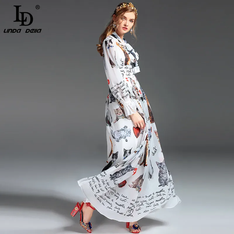 Женское подиумное платье макси с длинным рукавом дизайнерское повседневное