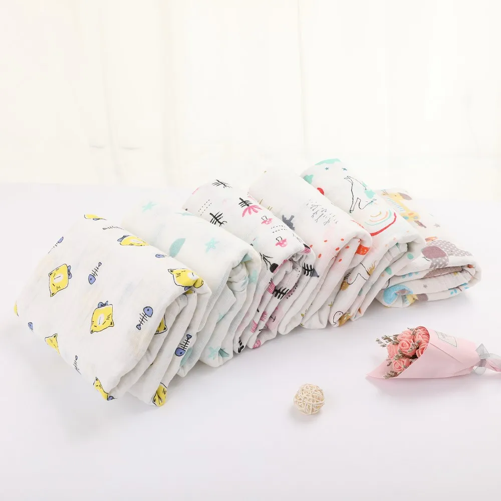 Muselina algodón bebé Swaddles suave recién nacido mantas de baño de gasa para bebé saco de dormir funda para cochecito
