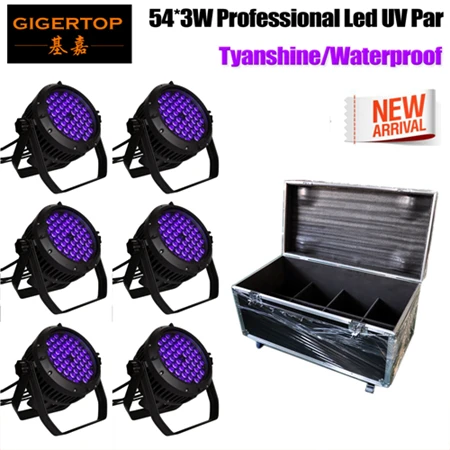 

4IN1/6IN1 Road Case Pack Purple LED Up Lighting Violet LED Par Lights 3W x 54 LED DMX 512 Par Can Stage Lighting TIPTOP Par Cans