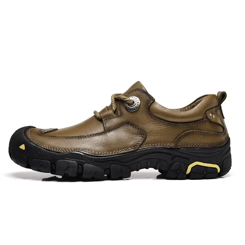 Khaki CLAX/мужские ботильоны из натуральной кожи; сезон весна-осень; повседневные ботинки; Мужская Рабочая обувь ручной работы; безопасная обувь; прогулочная обувь - Цвет: Khaki