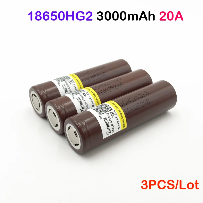 Аккумулятор hg2 18650 для электронной сигареты Turmera 3000 мАч высокая мощность разряда 30