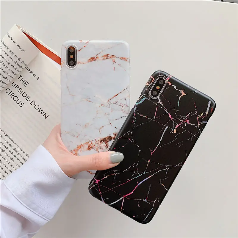 FLYKYLIN Case For iphone X XS Max XR 6S 6 7 8 Plus Back Cover Classic Black White Art Marble Phone Cases Soft IMD Silicone Coque |