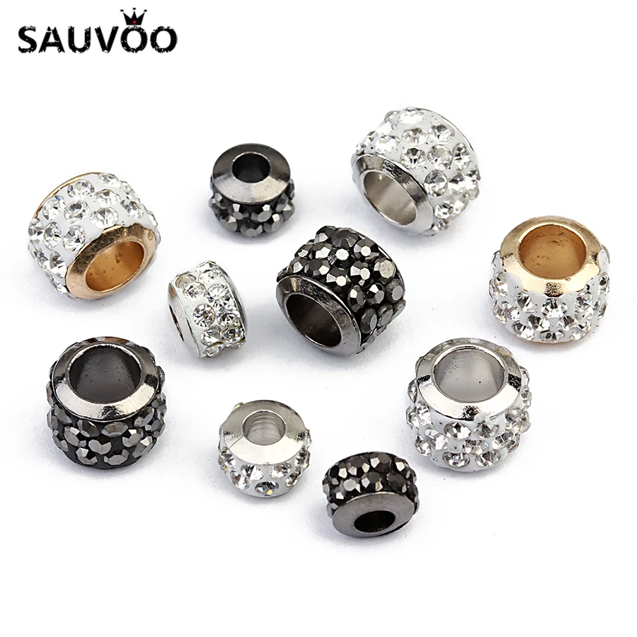 SAUVOO 20 шт. бусины с большим отверстием золотого серебряного цвета Gunblack круглые