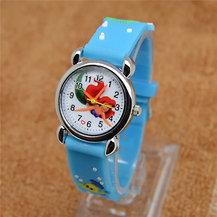 Бесплатная доставка Новые 3D Мультяшные детские часы милые Русалочки 1 шт./лот