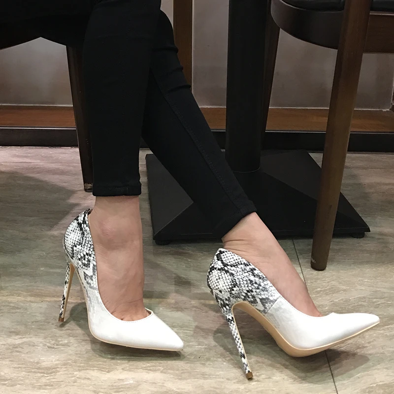 

Fashion free shipping new white python Patent leather Poined Toe Stiletto high heel shoe pump HIGH-HEELED SHOE dress shoes