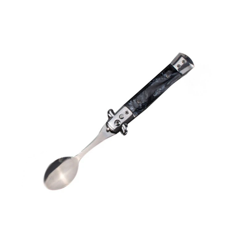 

Outdoor Camping new Foldable Tableware Spoon Stainless Steel Spoon Pocket For Hiking Survival Travel Portable