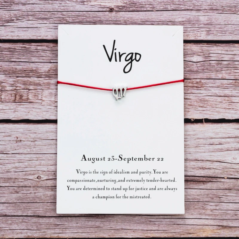 Женский браслет с надписью Wish Card Virgo регулируемый Красной веревкой