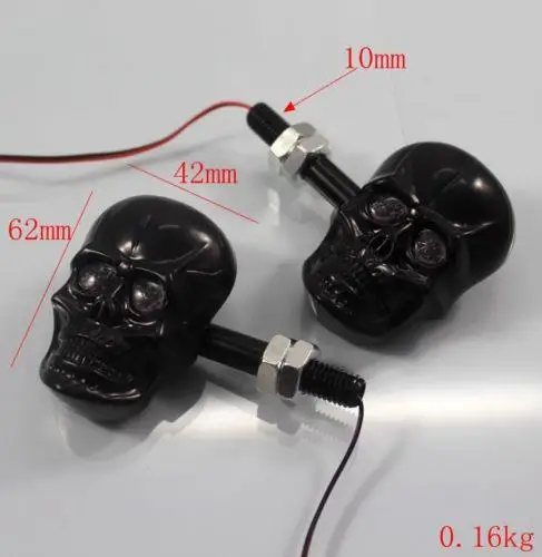 2 шт. Хромированный Светодиодный индикатор сигнала поворота черепа для