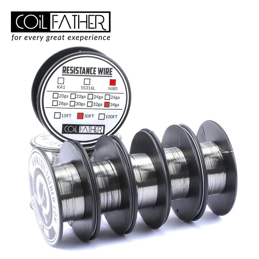Катушка от Coil Father с Ni80 нагревательной проволокой, длиной 10 метров, для DIY-спиралей на RDA/RTA, аксессуары для электронных сигарет, никель-хромовые вапорайзерные провода.
